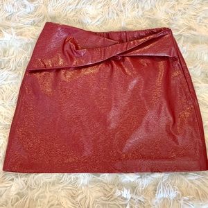 Wine Fuad Leather Mini Skirt